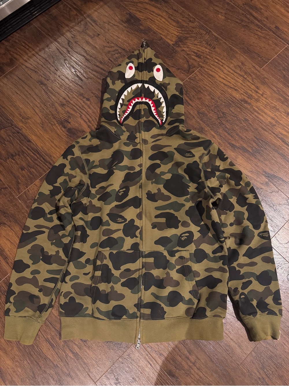Bape Olive Camo Shark Full-Zip Hoodie